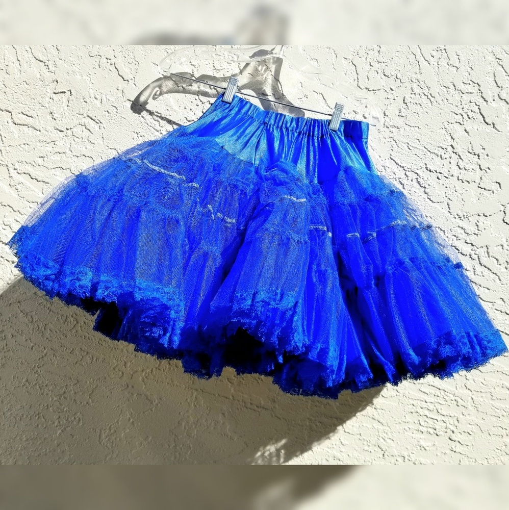 Ruffled Vintage Electric Blue Petticoat Tutu OOAK